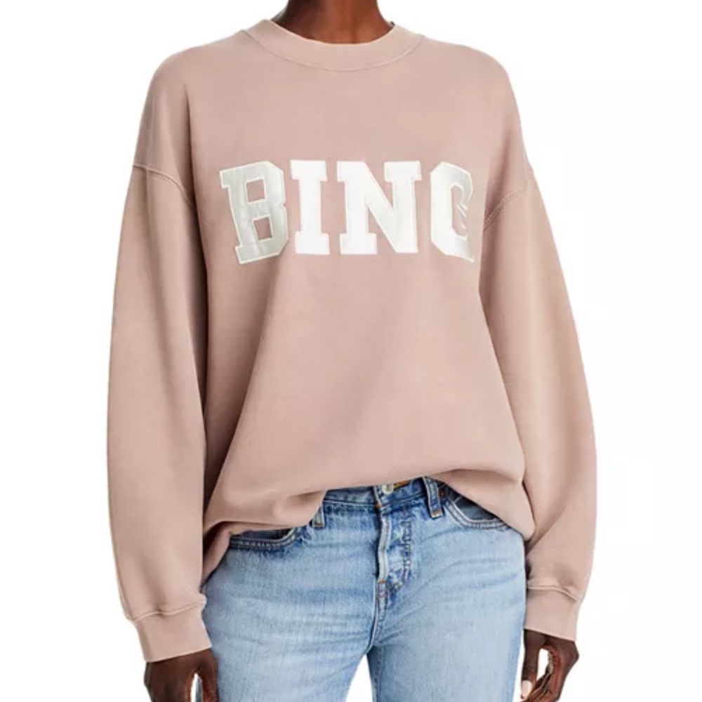 Anine Bing Tyler BING Sweatshirt Size Medium Satin Letters